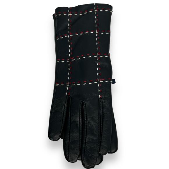 NEW Charter Club Leather Gloves Size Small Red Plaid Check Touchscreen NWT - Picture 1 of 7